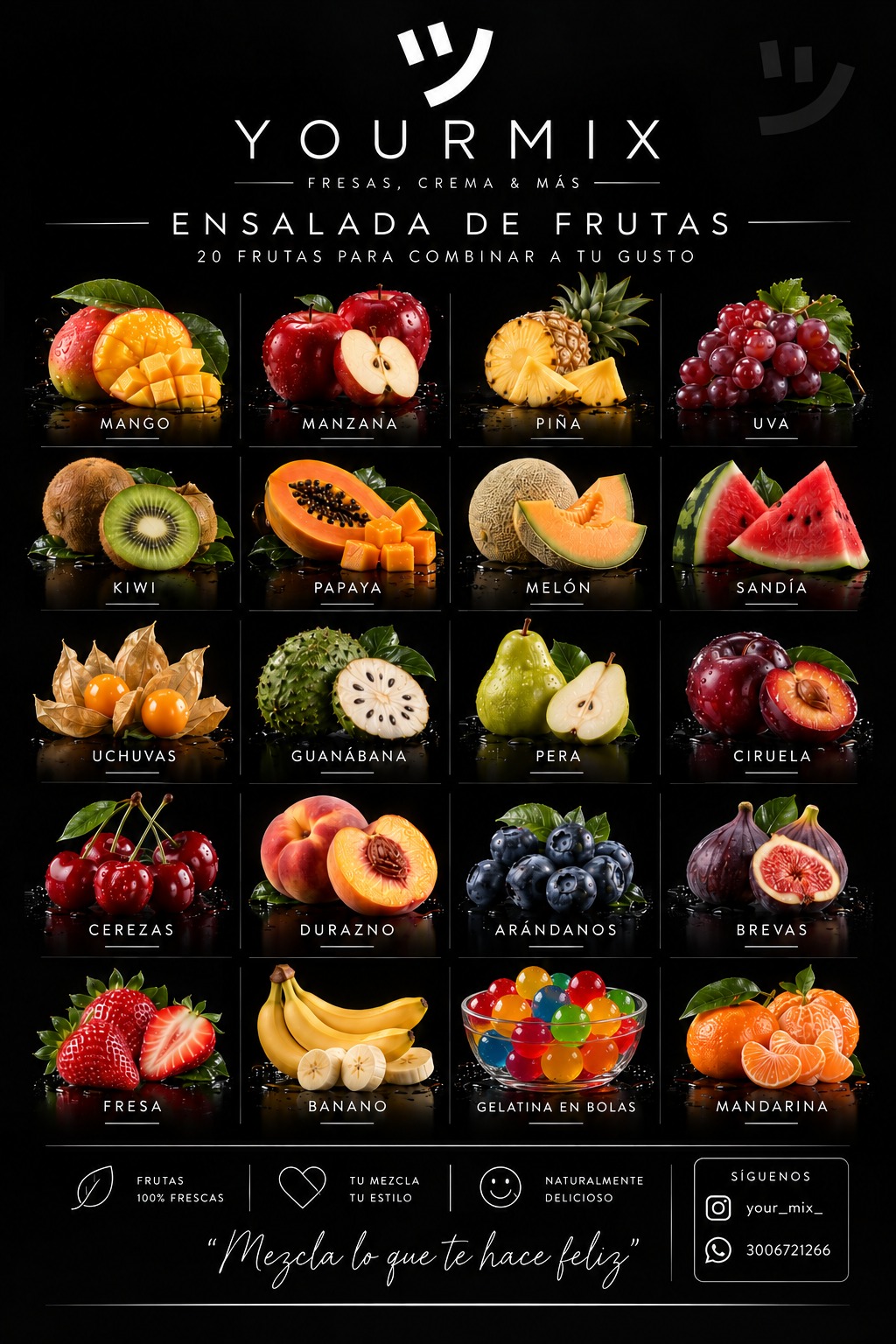 Menú YOURMIX: frutas frescas para combinar